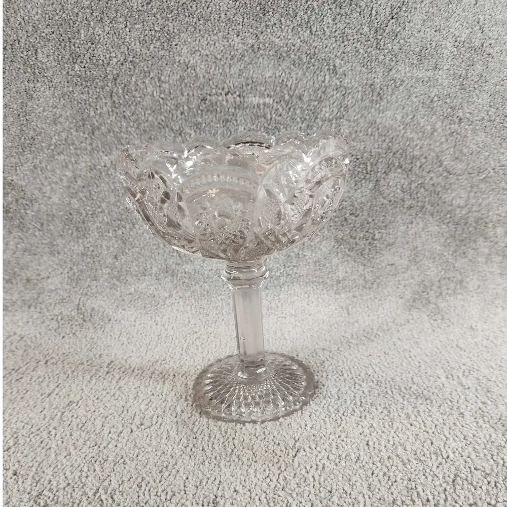 Candy Dish Clear Pressed Glass Pedestal Compote Vintage